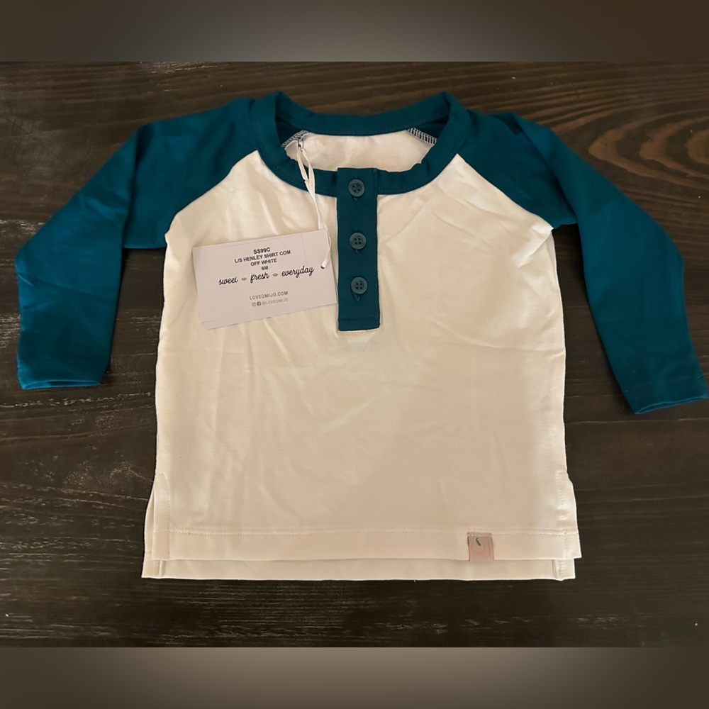 Well Dressed Wolf L/S Henley Shirt COM OFF White 6M NWT! SS99C